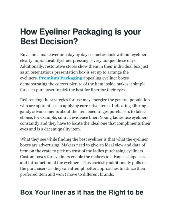How Eyeliner Packaging is your Best Decision?