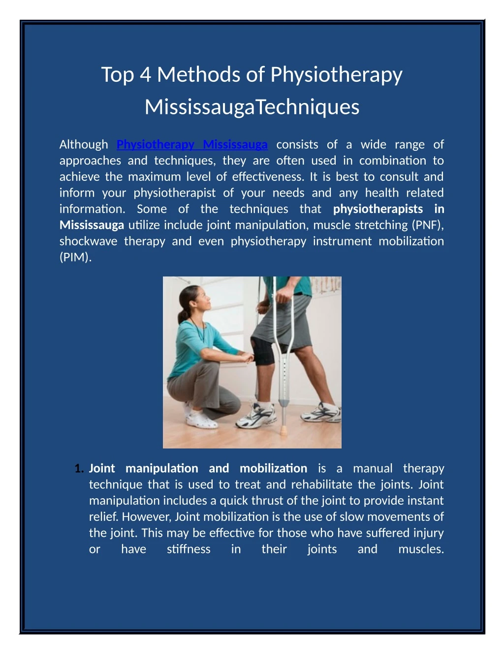 top 4 methods of physiotherapy