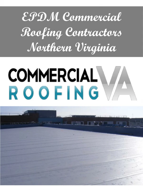 EPDM Commercial Roofing Contractors Northern Virginia