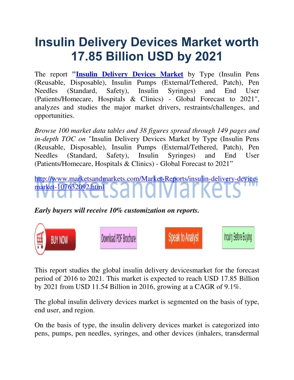insulin delivery devices market worth