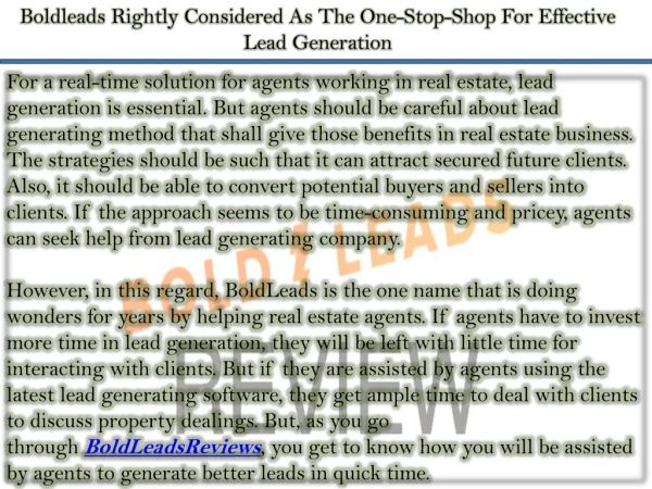 Boldleads Rightly Considered As The One-Stop-Shop For Effective Lead Generation
