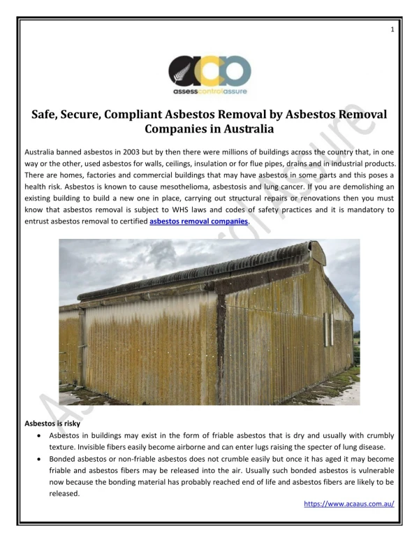 Safe, Secure, Compliant Asbestos Removal by Asbestos Removal Companies in Australia