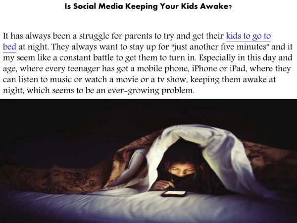 Is Social Media Keeping Your Kids Awake?