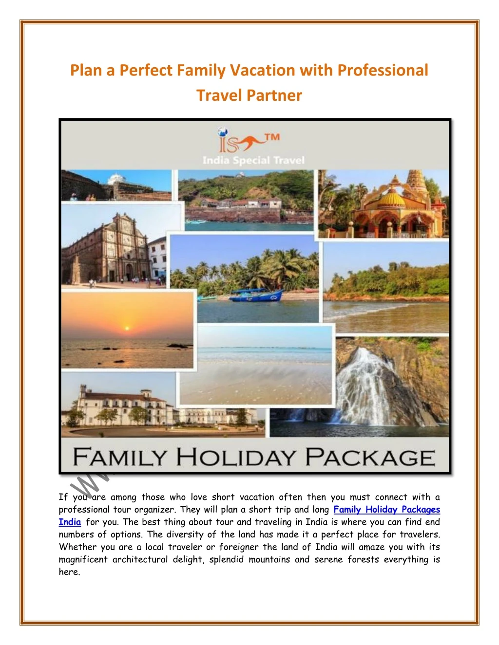 plan a perfect family vacation with professional