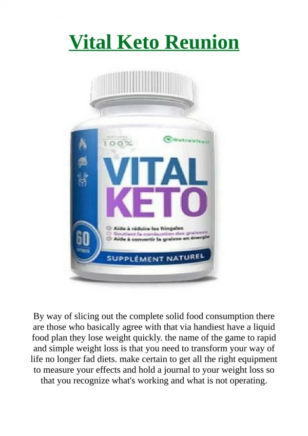 Vital Keto Reunion: Diet Pills Ingredients, Benefits, Price and Side Effect