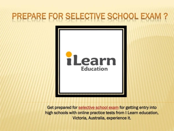 free online scholarship practice tests & selective school exam - I Learn Education