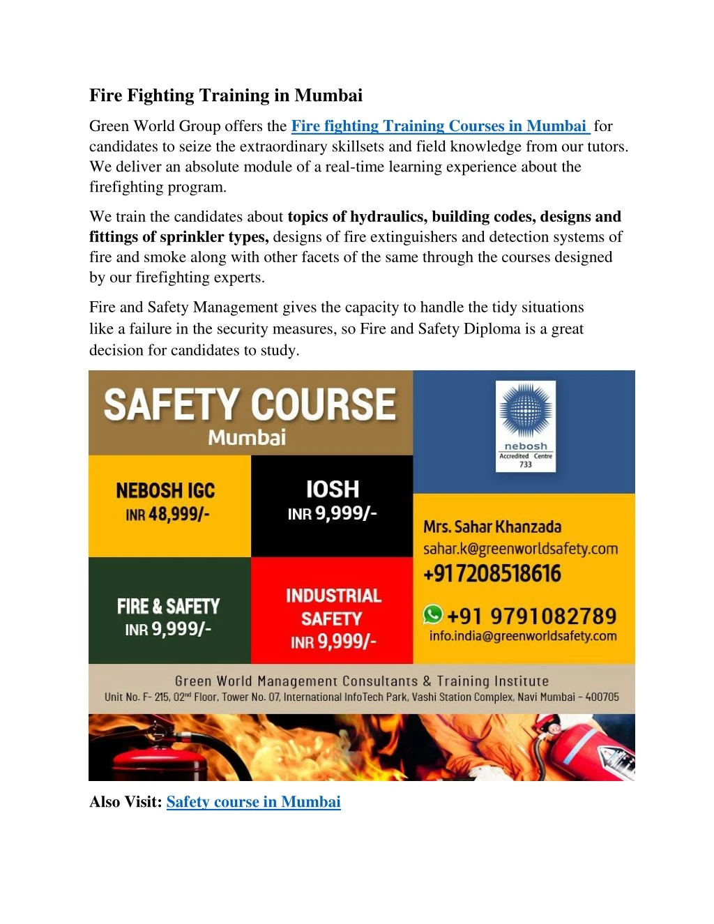 fire fighting training in mumbai