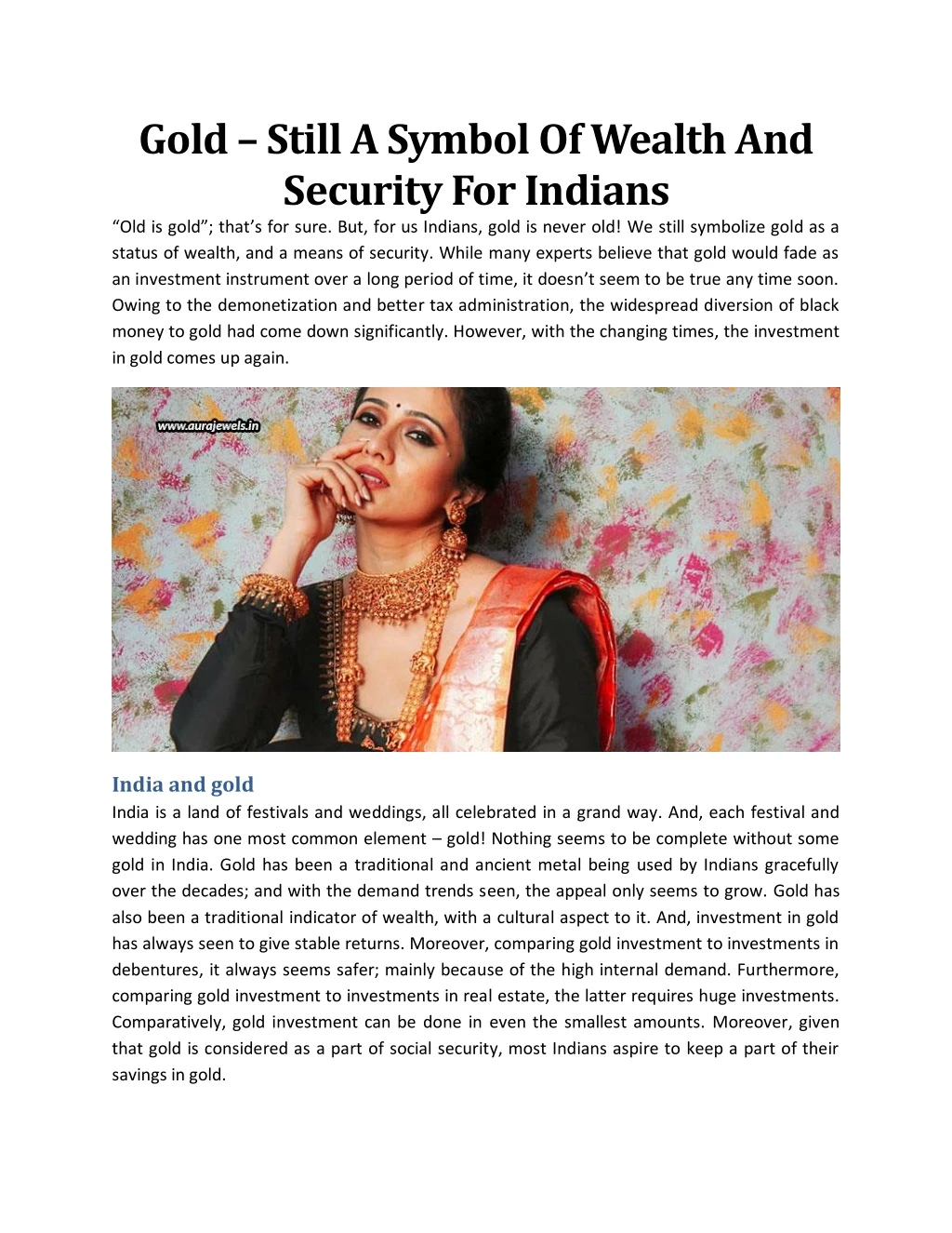 gold still a symbol of wealth and security