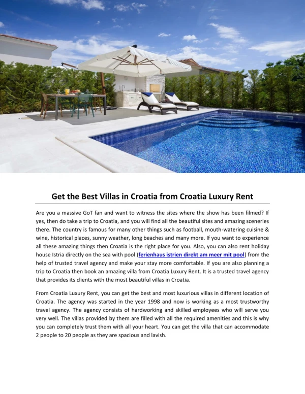 Get the Best Villas in Croatia from Croatia Luxury Rent