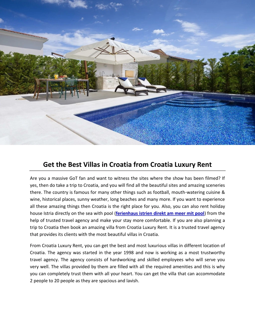 get the best villas in croatia from croatia