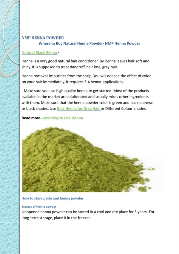 Where to Buy Natural Henna Powder- NMP Henna Powder