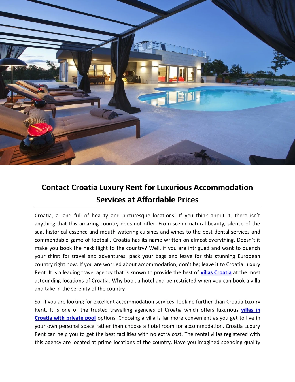 contact croatia luxury rent for luxurious