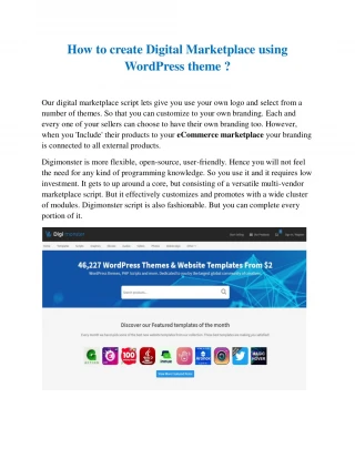 Create Digital Marketplace Using Wordpress theme
