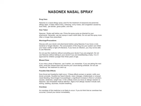 NASONEX NASAL SPRAY