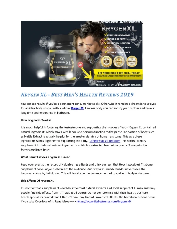 Krygen XL - Best Men's Health Reviews 2019