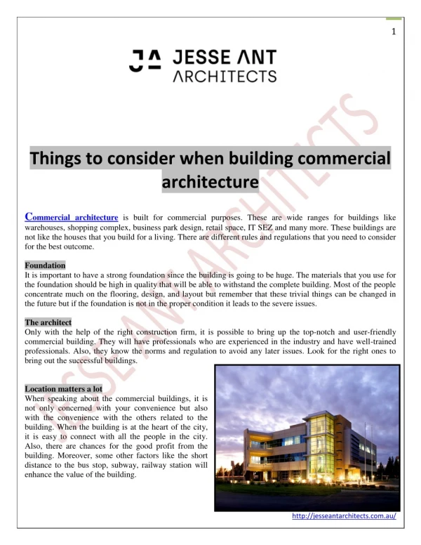Things to consider when building commercial architecture