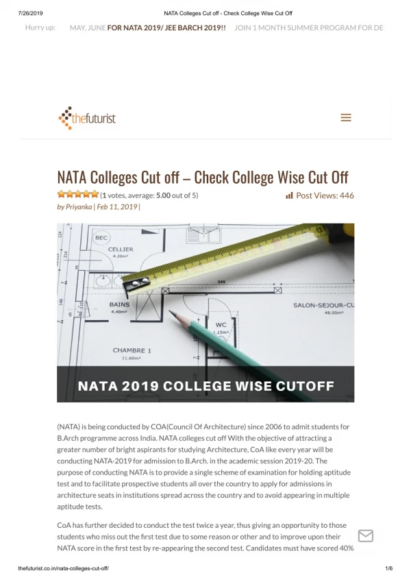 NATA Colleges Cut off