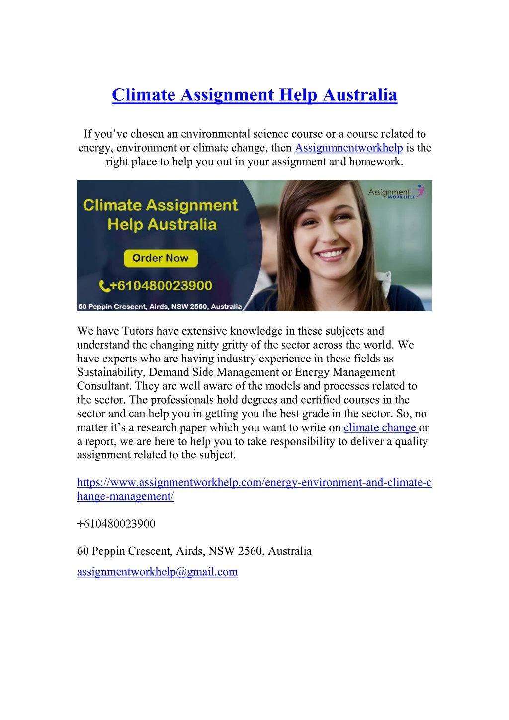 climate assignment help australia