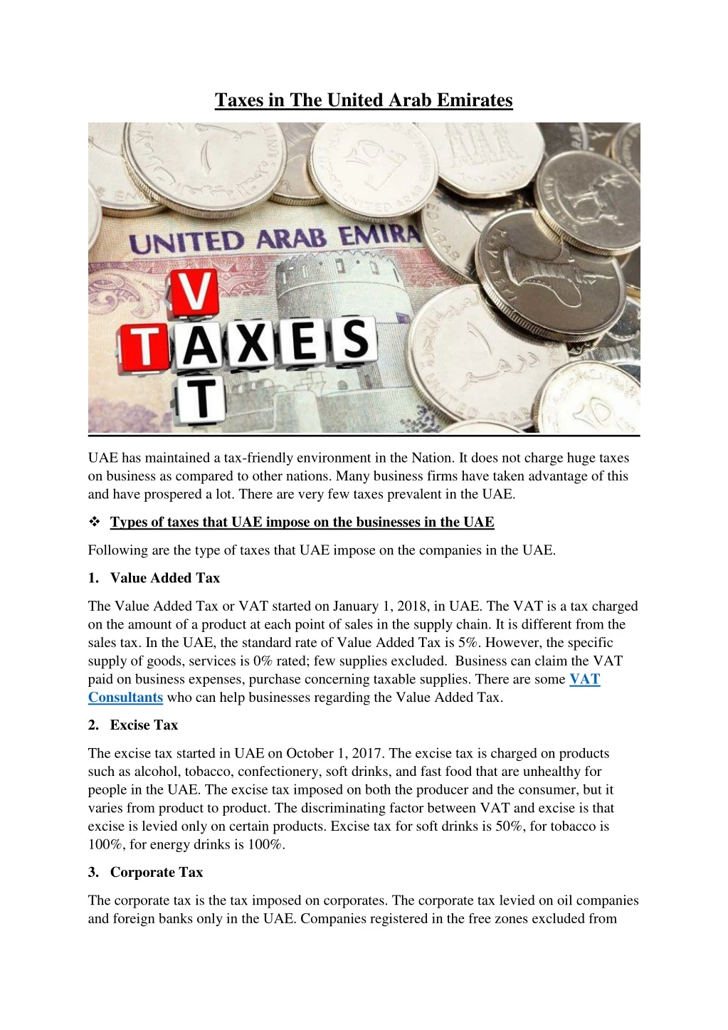 taxes in the united arab emirates