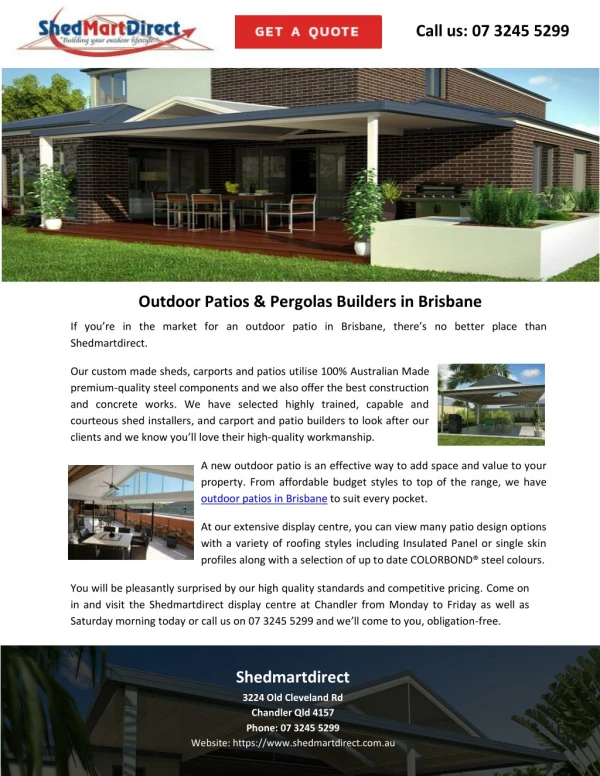 Outdoor Patios & Pergolas Builders in Brisbane