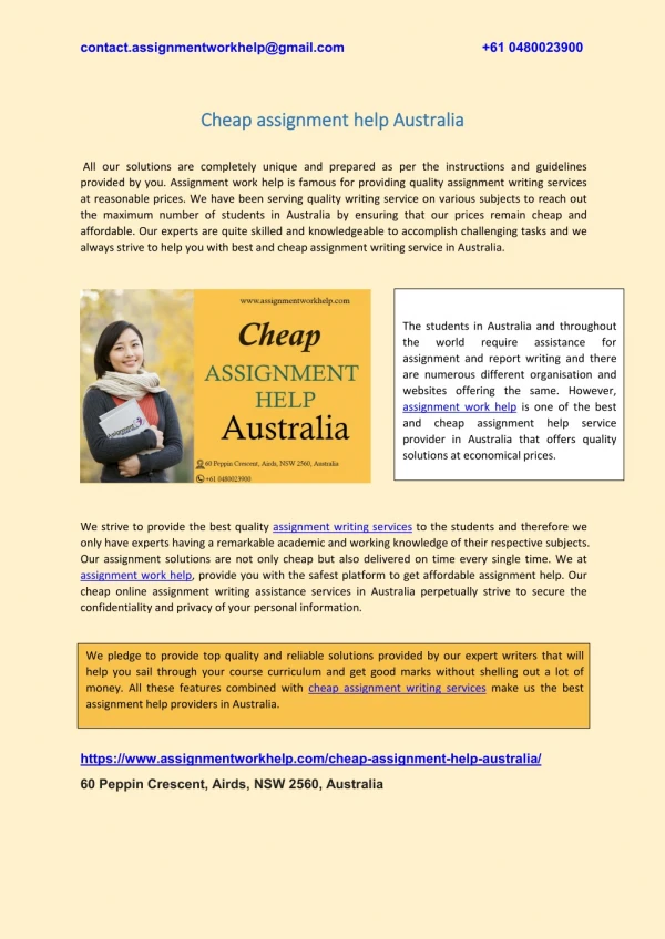 cheap assignment help Australia
