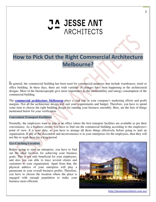 How to Pick Out the Right Commercial Architecture Melbourne?