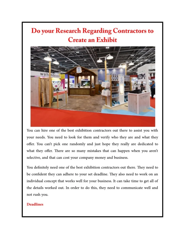Do your Research Regarding Contractors to Create an Exhibit