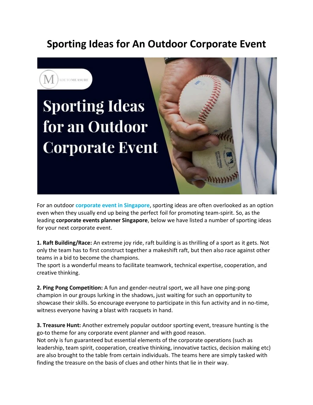 sporting ideas for an outdoor corporate event