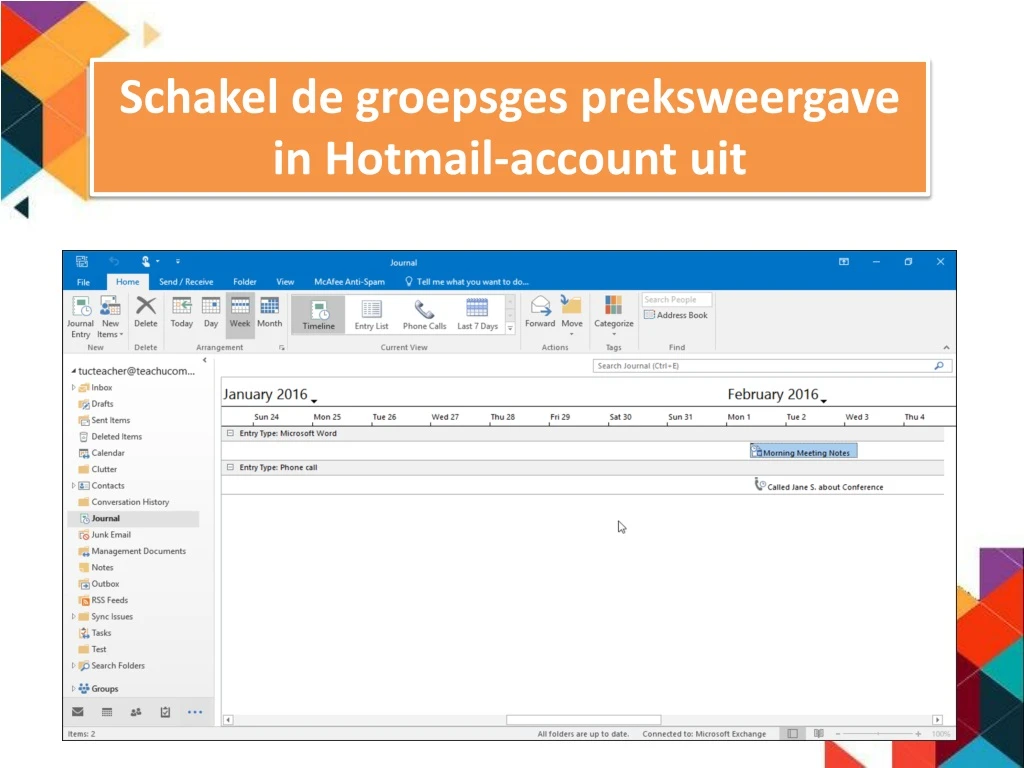 schakel de groepsges preksweergave in hotmail