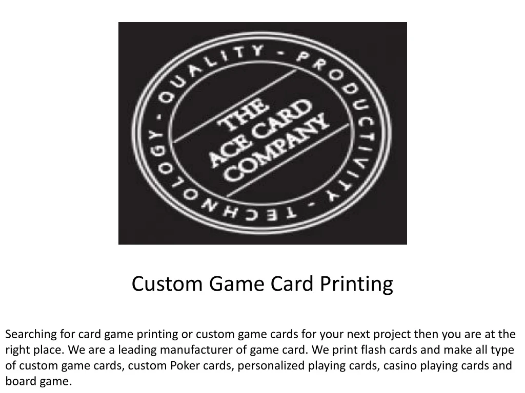 custom game card printing