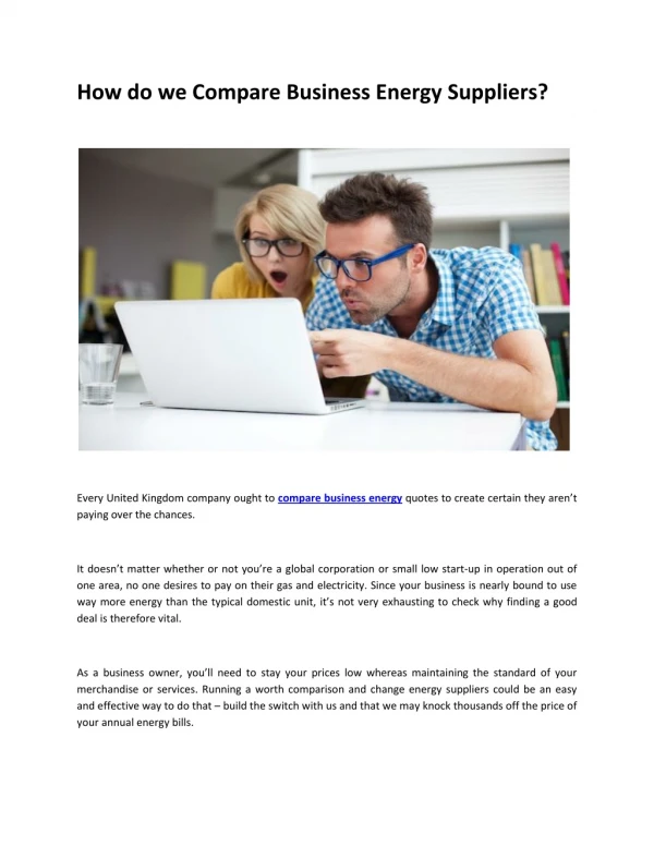 How do we Compare Business Energy Suppliers?
