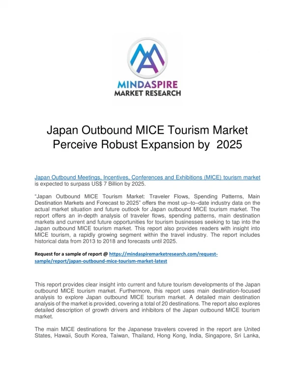 Japan Outbound MICE Tourism Market Perceive Robust Expansion by 202J