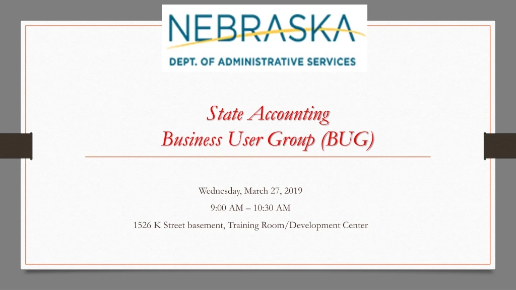 state accounting business user group bug
