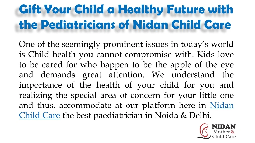 gift your child a healthy future with