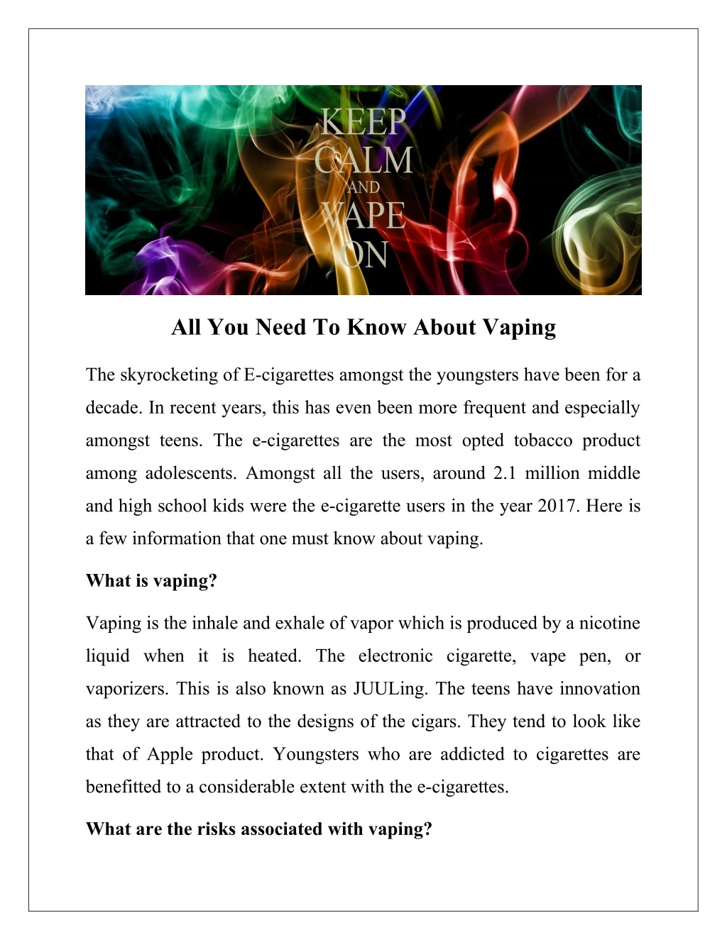 all you need to know about vaping