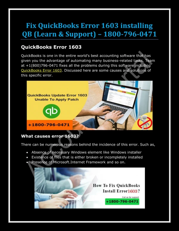 Fix QuickBooks Error 1603 installing QB (Learn & Support)
