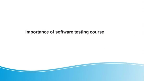 Importance of software testing course