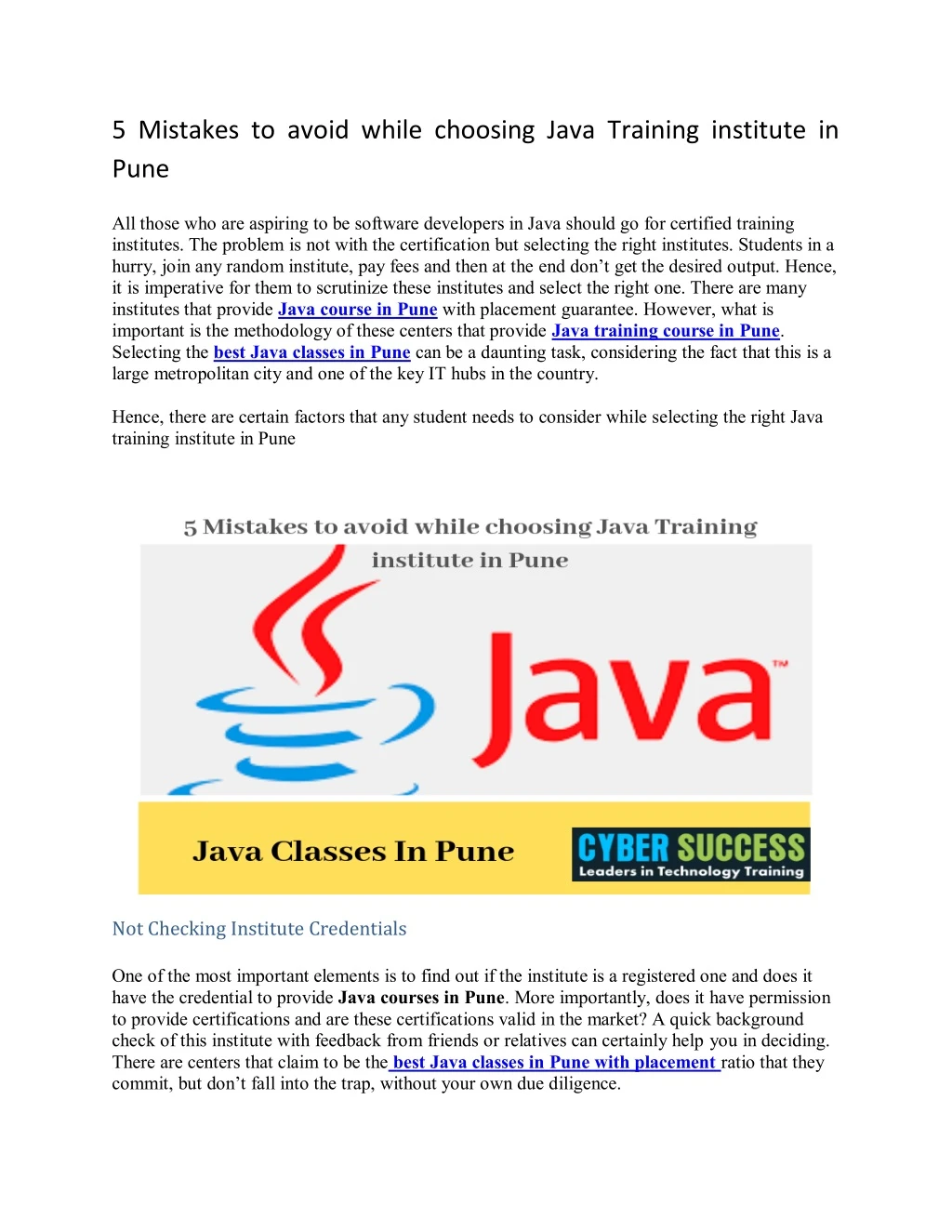 5 mistakes to avoid while choosing java training