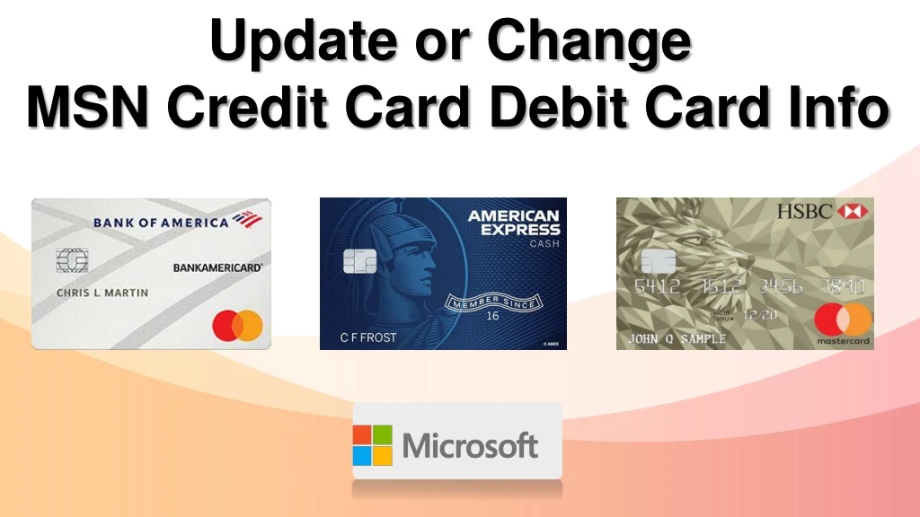 update or change msn credit card debit card info