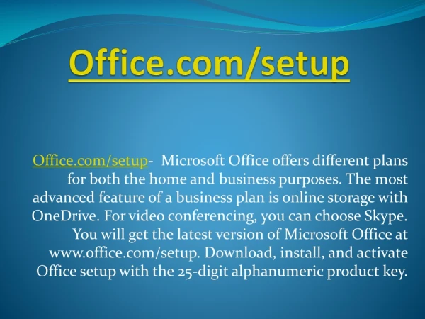 OFFICE.COM/SETUP - INSTALL OFFICE SETUP WITH PRODUCT KEY