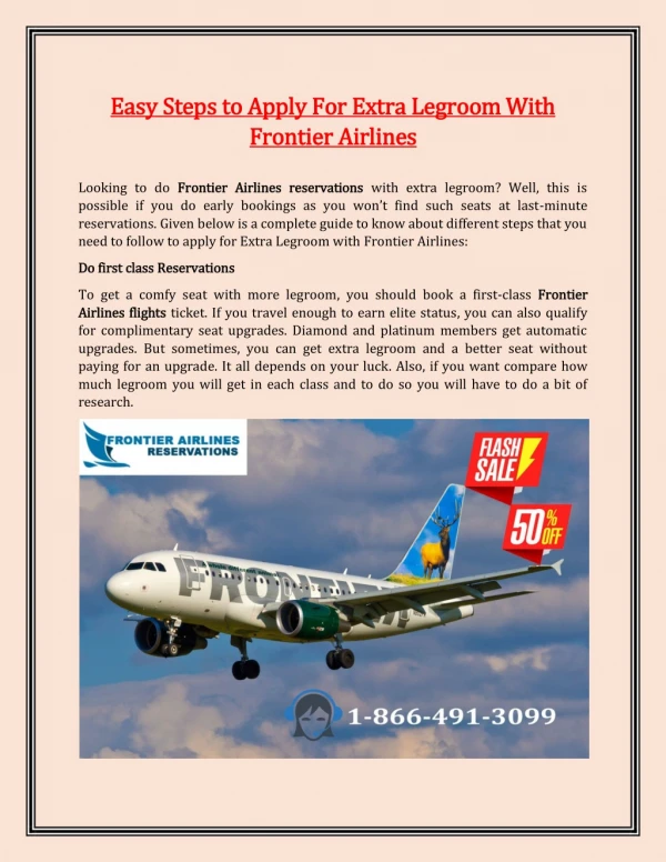 Easy Steps To Apply For Extra Legroom With Frontier Airlines