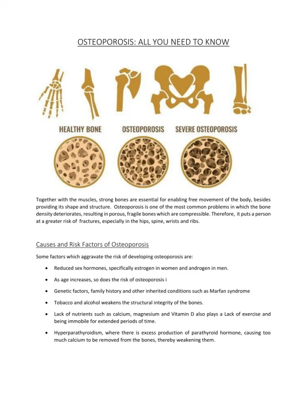 OSTEOPOROSIS: ALL YOU NEED TO KNOW