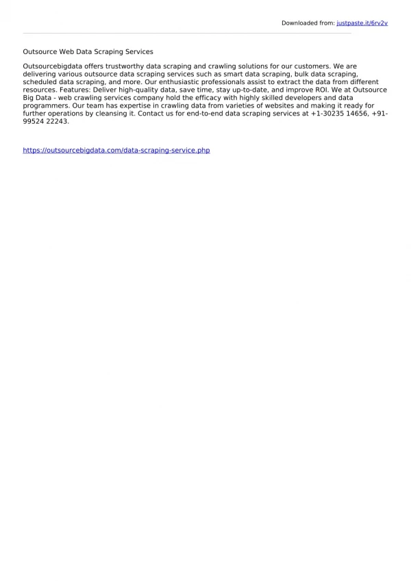 Outsource Web Data Scraping Services