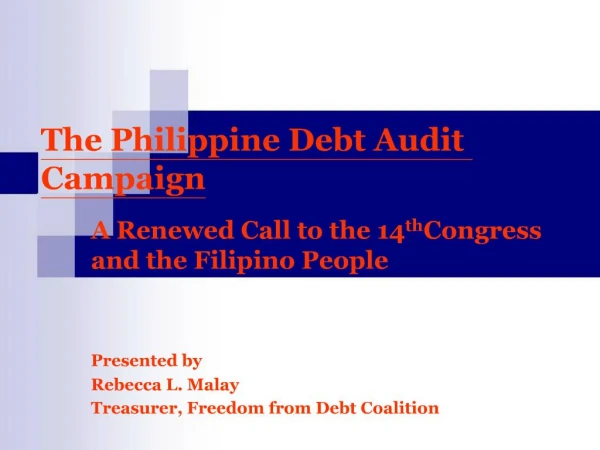 The Philippine Debt Audit Campaign