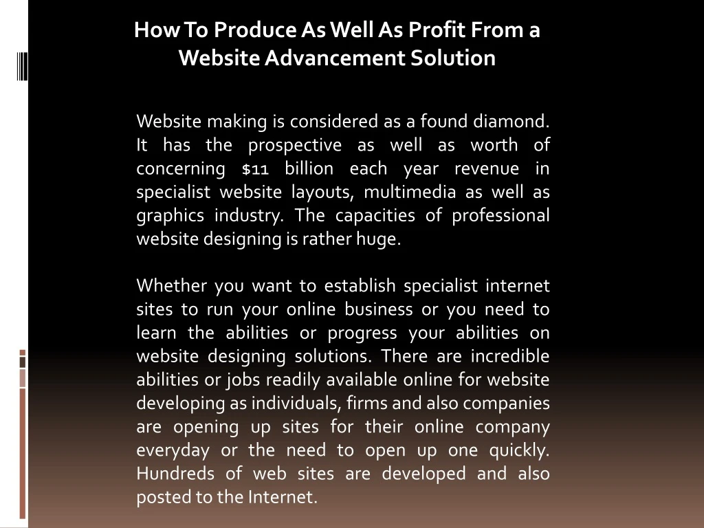how to produce as well as profit from a website