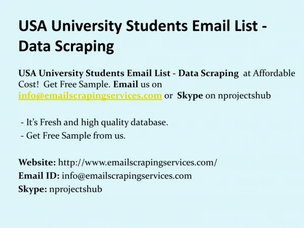 USA Univeristy Students Email List - Data Scraping