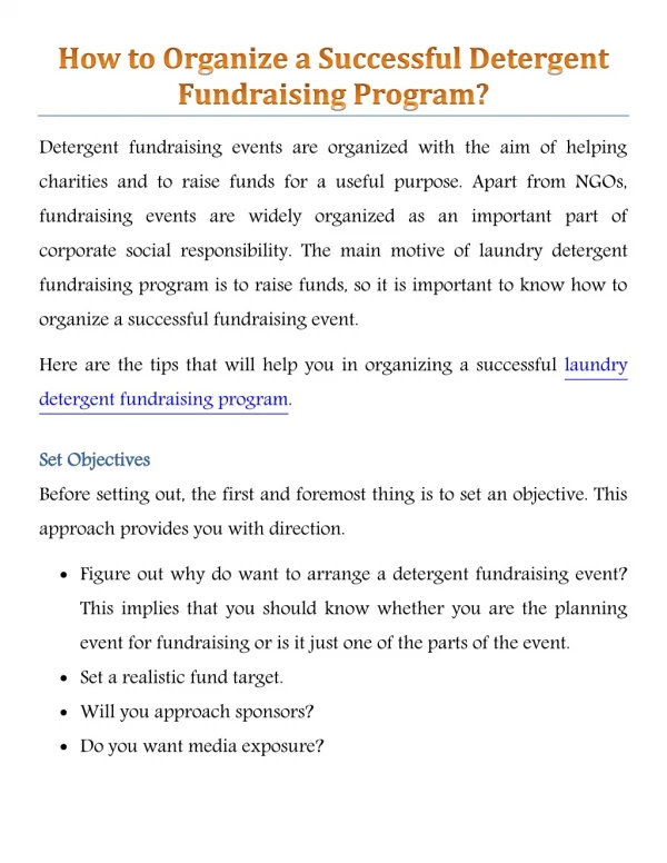How to Organize a Successful Detergent Fundraising Program?