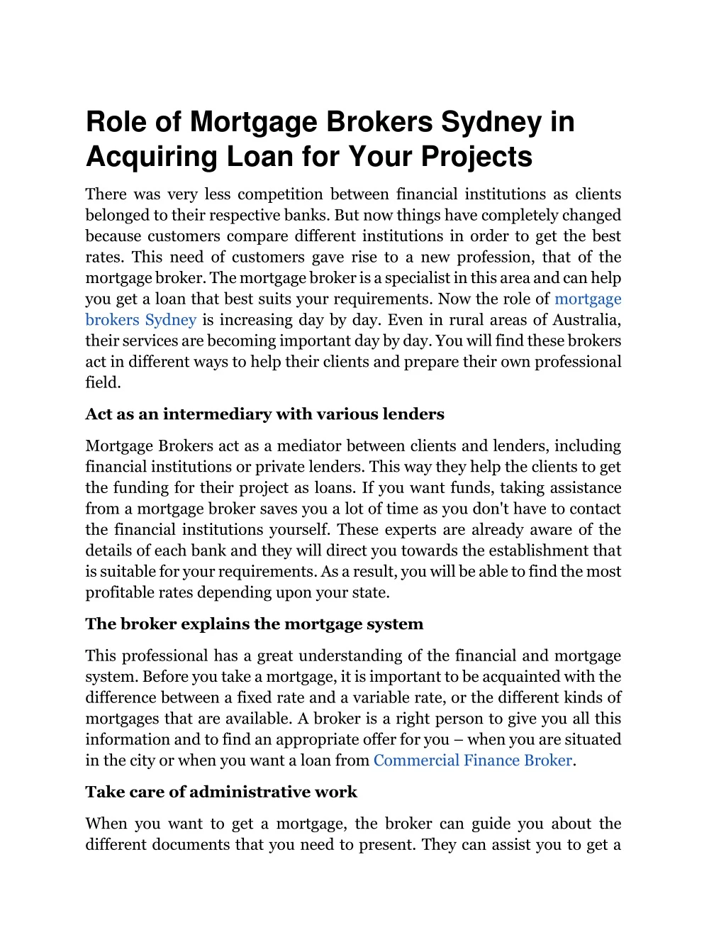 role of mortgage brokers sydney in acquiring loan