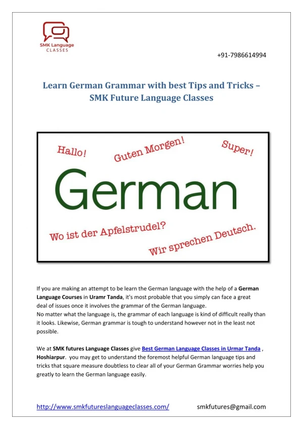 Learn German Grammar with best Tips and Tricks – SMK Future Language Classes