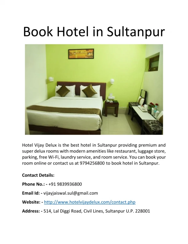 Book Hotel in Sultanpur